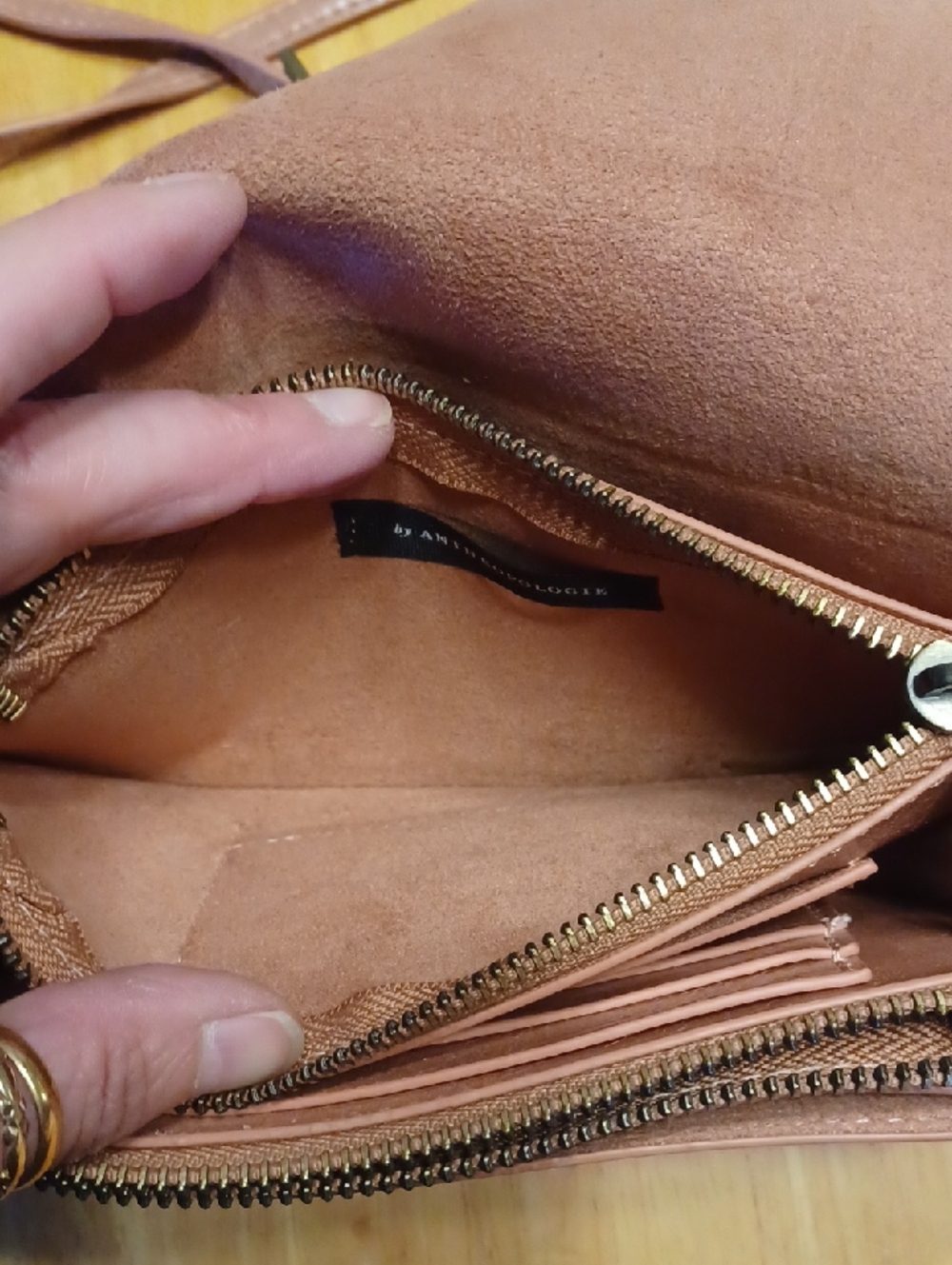 Anthropologie Women's Crossbody Wallet Bag in Mauve Brown Vegan - Picture 5 of 14